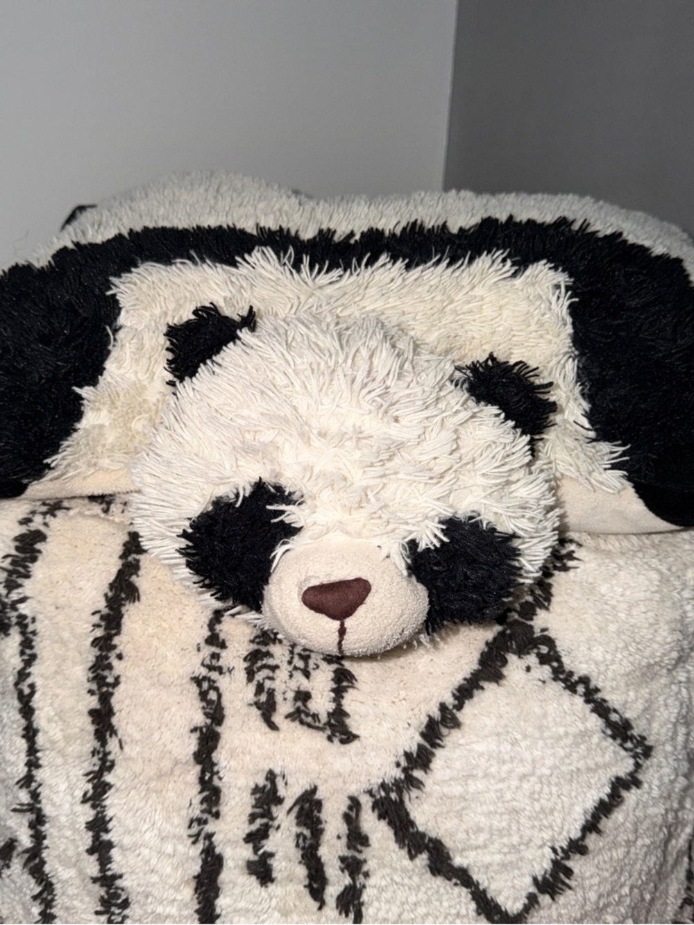 Pillow Pets Panda Plush 2-in-1 Stuffed Animal Pillow Black White